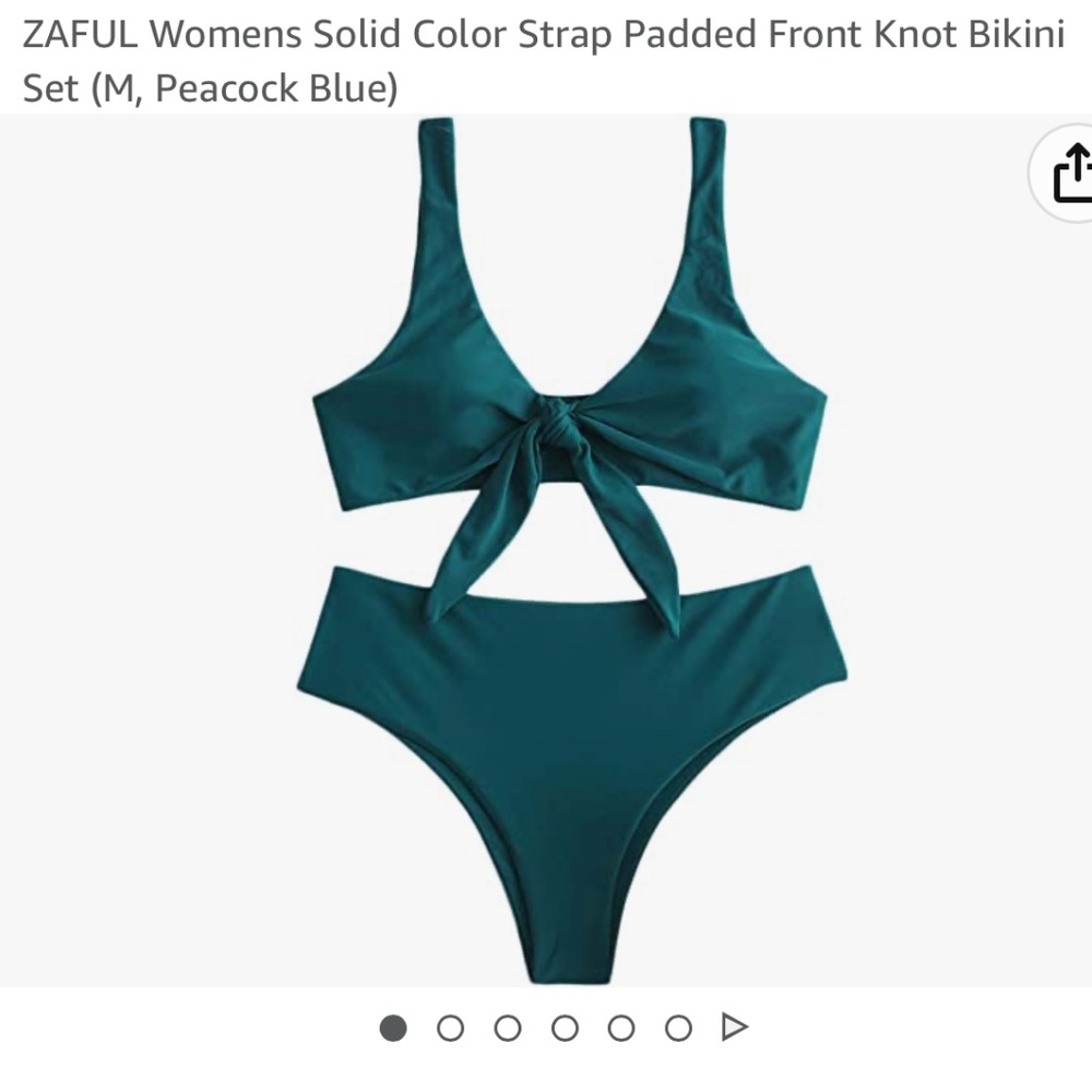 ZAFUL Womens Solid Color Strap Padded Front Knot Bikini Set